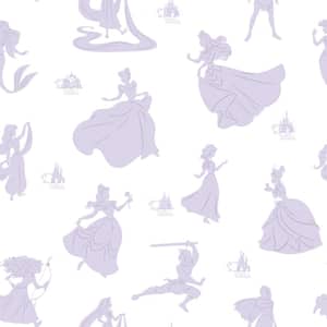 Disney 100th Anniversary Princesses Purple Matte Vinyl Peel and Stick Wallpaper
