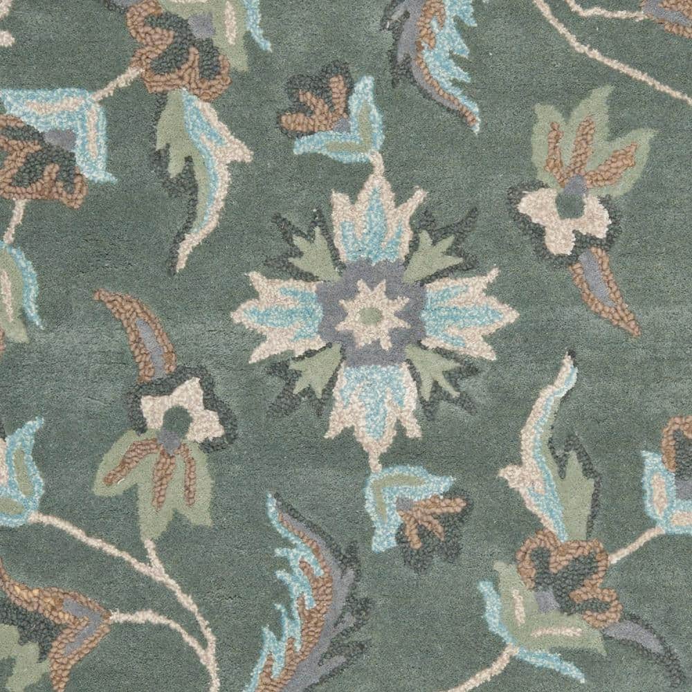 Handmade Gray Floral Wool 5' x 8' Area Rug