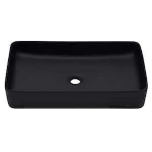24 in. x 13.5 in. Black Ceramic Rectangular Vessel Bathroom Sink