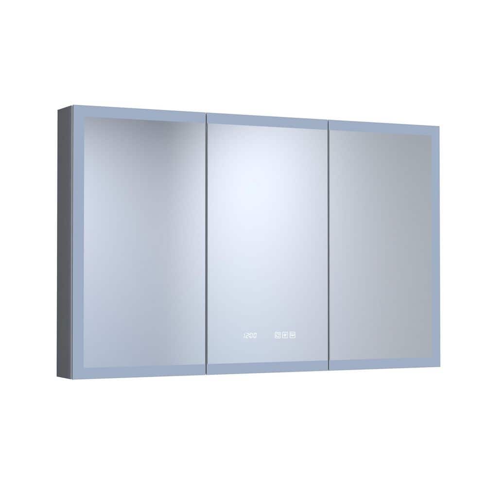 48 in. W x 30 in. H Rectangular Aluminum LED Medicine Cabinet with Mirror with Time Temperature Display price history on PriceWatchPro