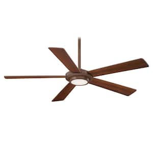 Sabot 52 in. Integrated LED Indoor Distressed Koa Ceiling Fan with Light with Remote Control