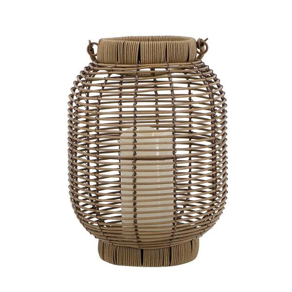 Target Rattan Lantern Classic 12 in. x 9 in. Brown Round Rattan Lantern with LED Candle and ...