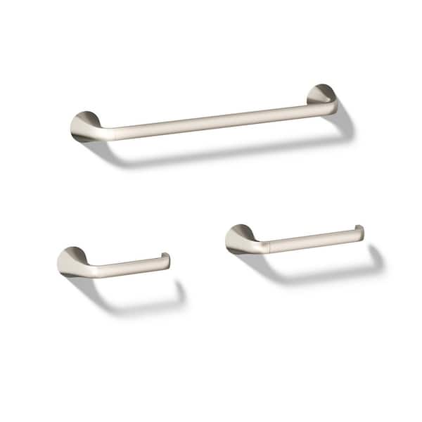 Cursiva 3-Piece Bath Hardware Set in Vibrant Brushed Nickel