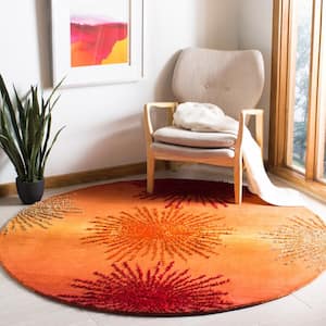 Soho Rust/Multi 6 ft. x 6 ft. Round Floral Area Rug
