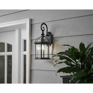 Wickford 15.4 in. 1-Light Weathered Bronze Outdoor Wall Light Fixture with Clear Glass (2-Pack)