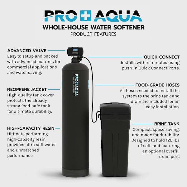 PRO+AQUA 25,000 Grain Whole House Water Softener System with Digital Valve, Premium Grade Heavy-Duty Design 1 in. Ports PRO-S-25E