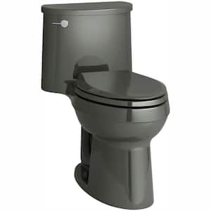 Adair Comfort Height 1-piece 1.28 GPF Single Flush Elongated Toilet with AquaPiston Flush Technology in Thunder Grey