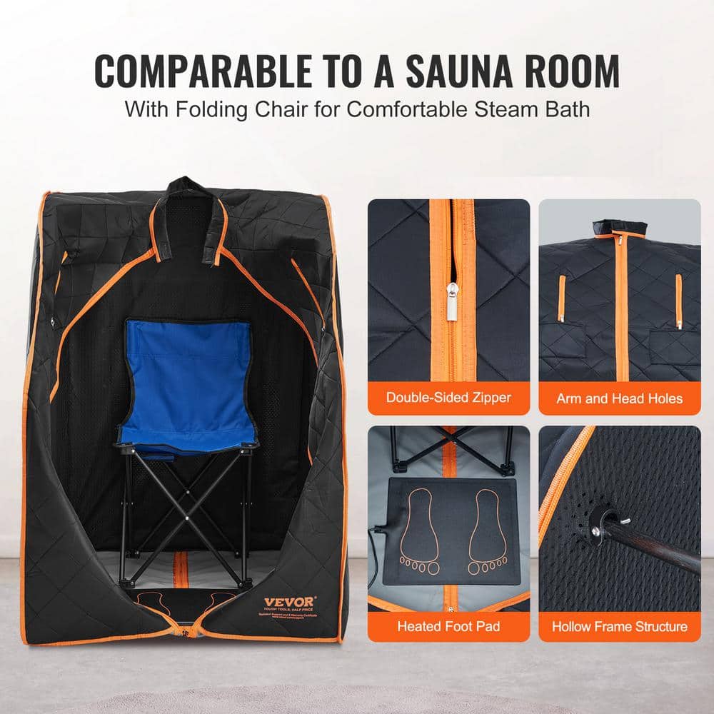 Black Satin Portable Infrared Sauna Tent with Metal Frame