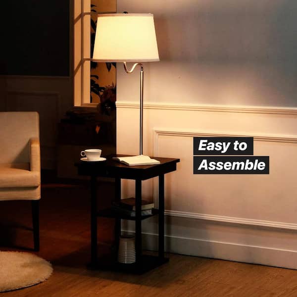 End Table With Built In Led Lamp, Lamp Table Combo With Usb