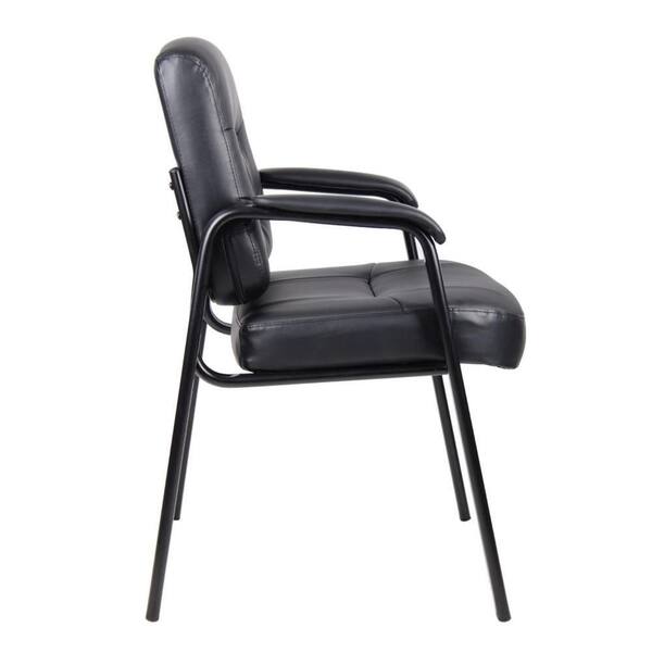 Benjara Mala Vinyl Upholstered Ergonomic Guest Chair in Black with
