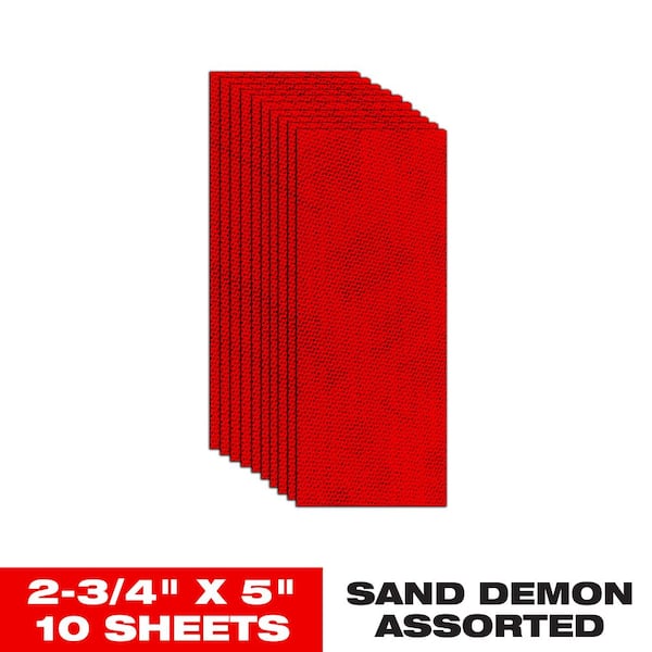 2.75 in. x 5 in. SandNET Assorted Grit (80,120,220) Faster Reusable Hand Sanding Block Refill Sheets (50-Pack)