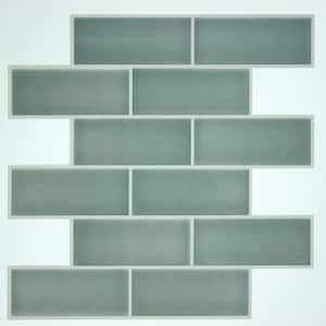 Sage Green Ceramic 10.5 in. x 10.5 in. Vinyl Peel and Stick Tiles (Total sq. ft. covered 2.45 sq. ft./4- Pack)