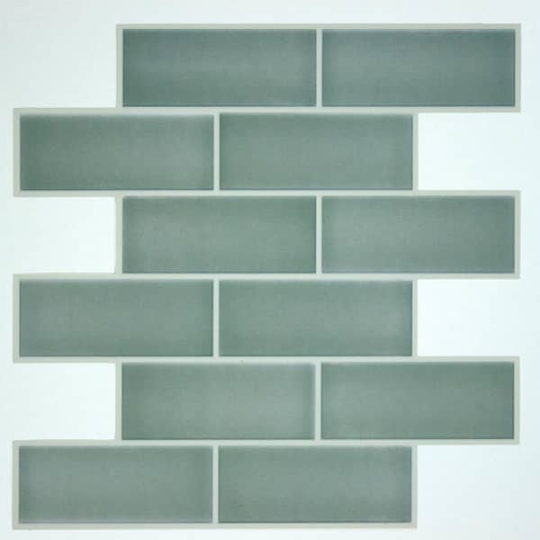 smart tiles Metro Fiona Dark Green 11.56 in. x 8.38 in. Vinyl Peel