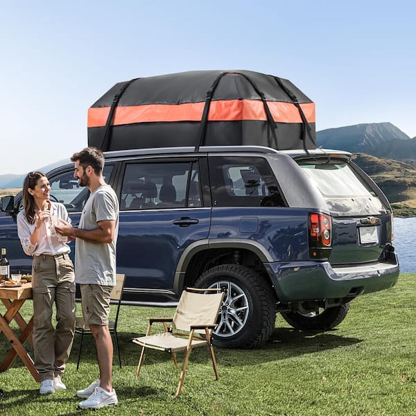 Car Rooftop Cargo Carrier Bag, 15 cu. ft. Car Roof Cargo Carrier, 100% Waterproof Heavy Duty PVC Roof Luggage Bag