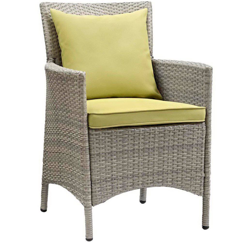 Conduit Outdoor Patio Wicker Rattan Dining Armchair Set of 2 in Light Gray Peridot price history on PriceWatchPro