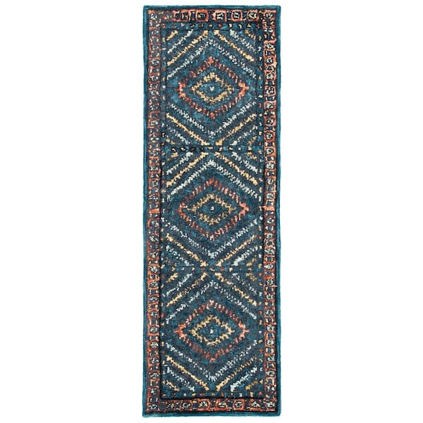 Aspen 2 ft. x 5 ft. Rust/Green Border Diamond Runner Rug