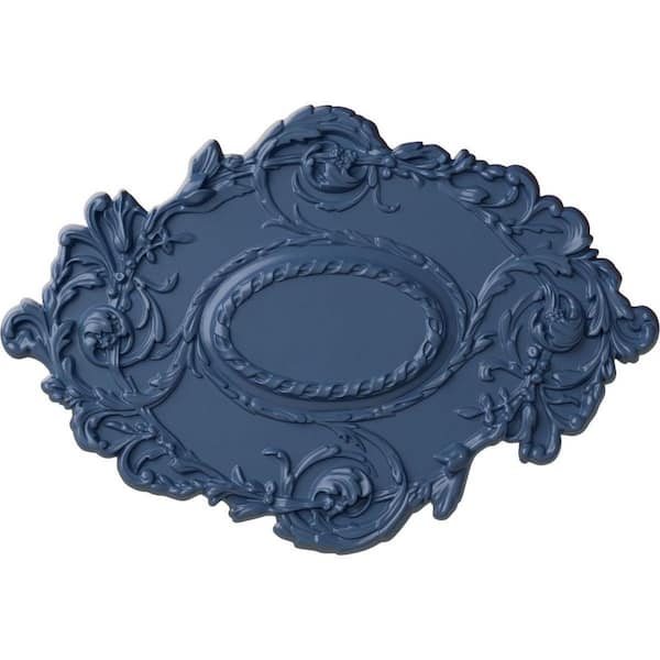 Ekena Millwork 30-3/8" W x 20-3/4" H x 1" Kinsley Flowing Leaf Urethane Ceiling Medallion, Hand-Painted Americana