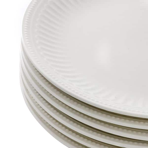 Elama Hansel 6-Piece White Stoneware Dinnerware Dinner Plates