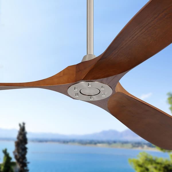 60 in. Indoor/Outdoor Brushed Nickel 3 ABS Blades Downrod Standard Ceiling Fan with Smart APP and Control Included