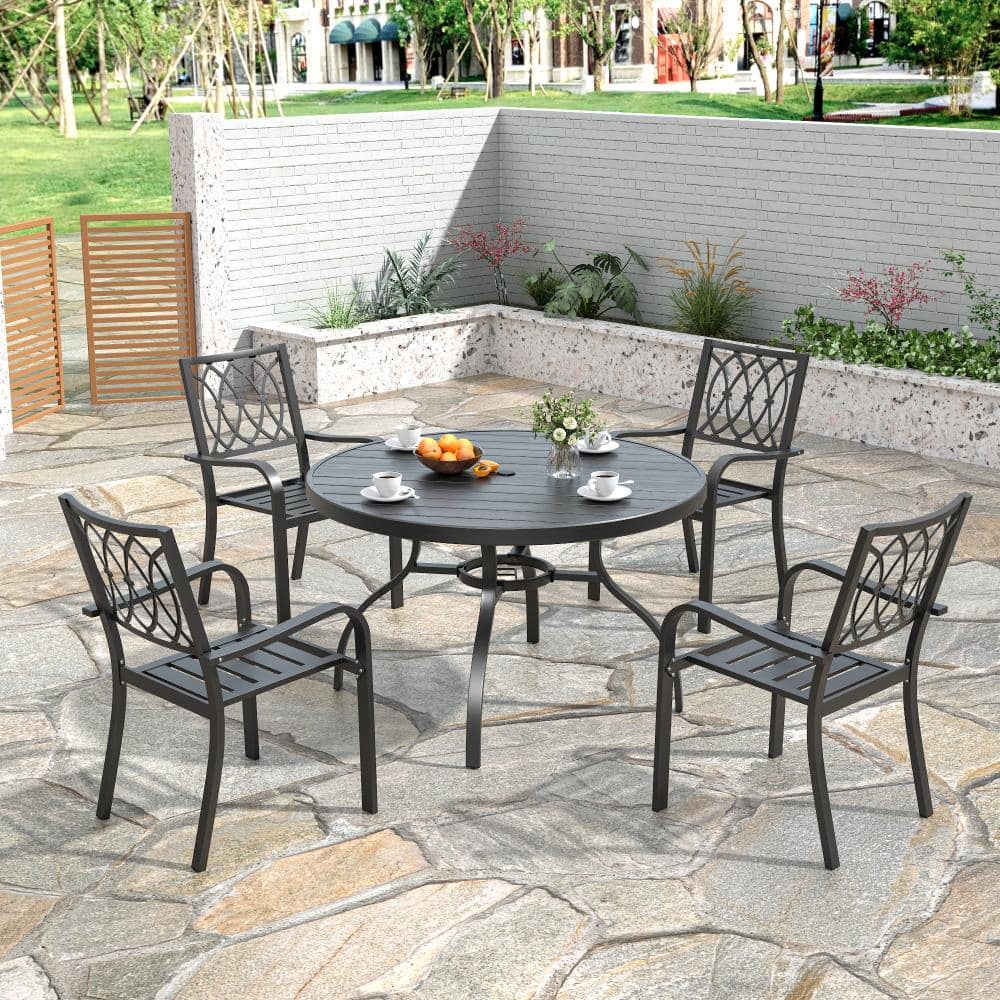 5-Piece Metal Outdoor Dining Set with Umbrella Hole price history on PriceWatchPro