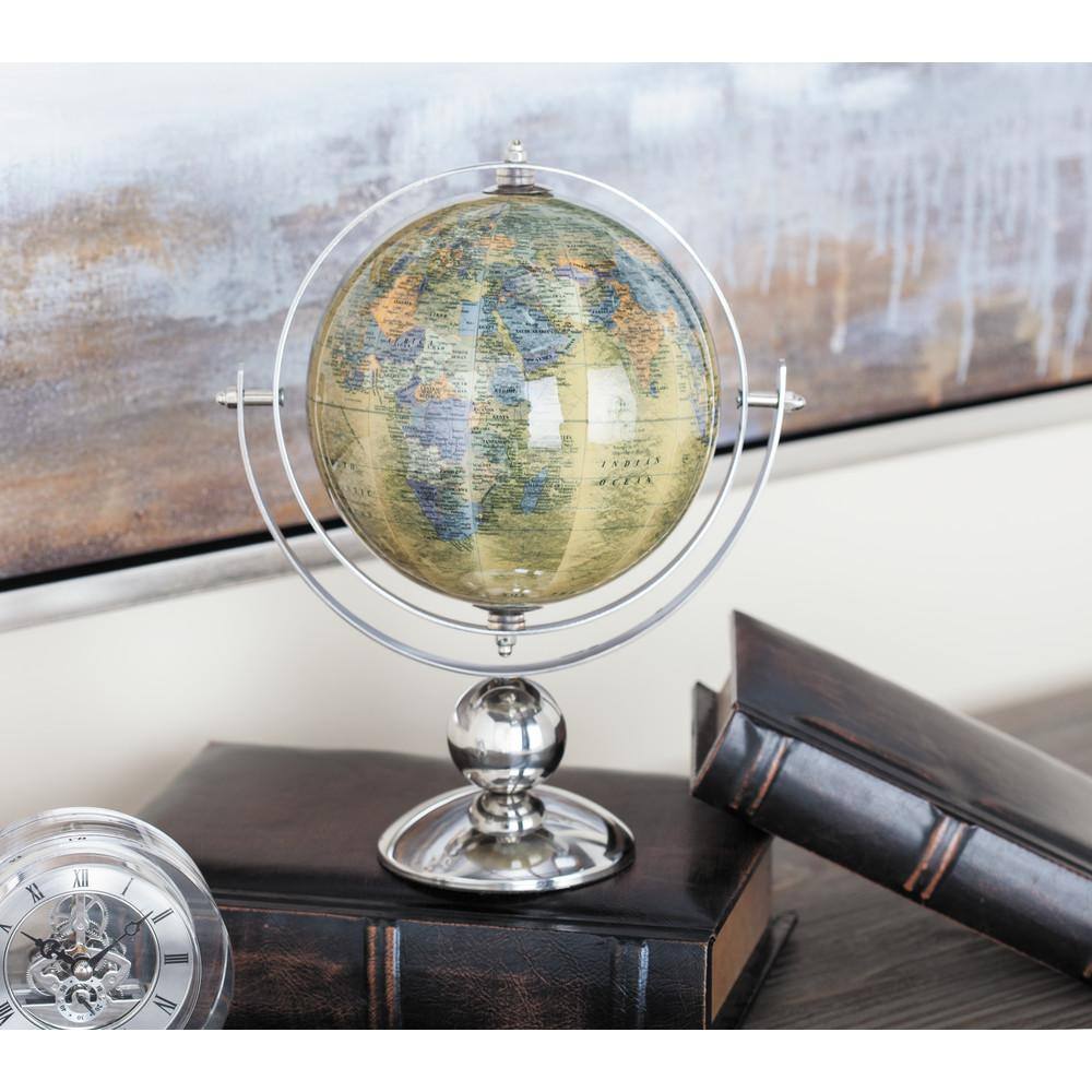 Silver and Yellow Stainless Steel 11" Decorative Globe
