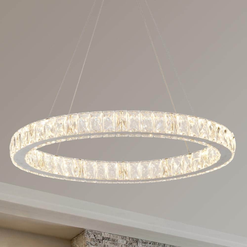 Image 61 - Home Decorators Collection 20748-001 24 in. Chrome Integrated LED Pendant with Clear Crystals, 15 AMP, 4500 RPM