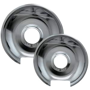 6 in. Small and 8 in. Large Drip Pan in Chrome (2-Pack)