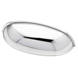 2-1/2 or 3 in. (64 or 76 mm) Center-to-Center Polished Chrome Dual Mount Cup Drawer Pull (12-Pack)