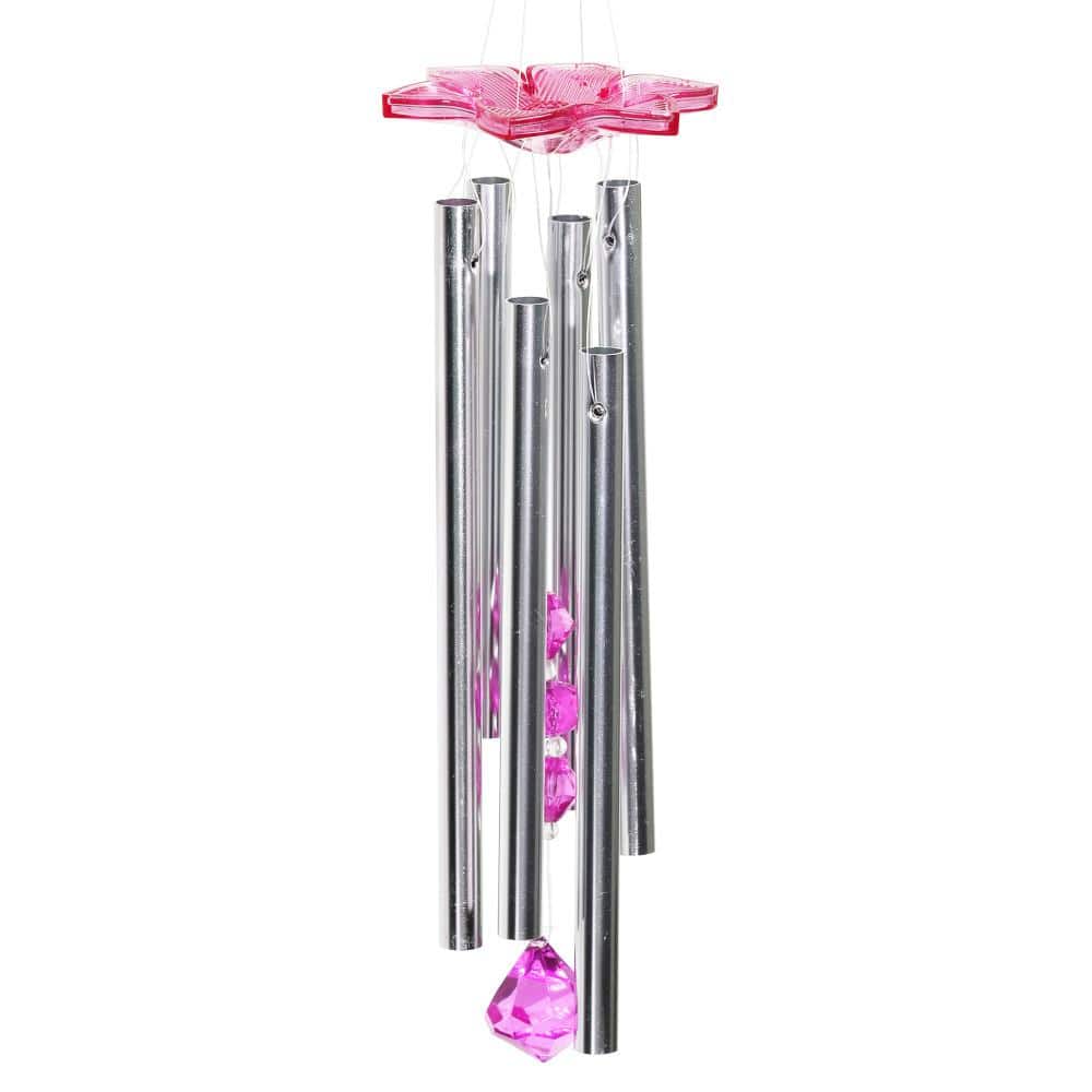 Large Pink Flamingo Wind Chime with Spinning Wings