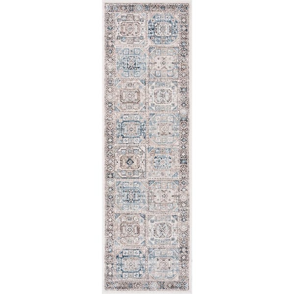 Tayse Rugs Magic Traditional Blue and Cream 2 ft. x 7 ft. Oriental Indoor Runner Rug