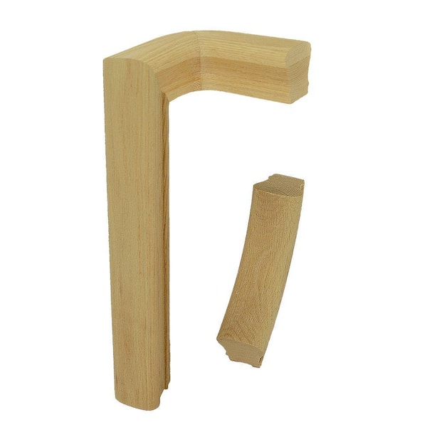 EVERMARK Stair Parts 7076 Unfinished Red Oak Right-Hand 2-Rise Quarter Turn Handrail Fitting