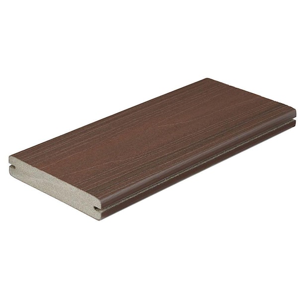Fiberon Horizon 1 in. x 5-1/4 in. x 1 ft. Rosewood Grooved Edge Capped Composite Decking Board Sample