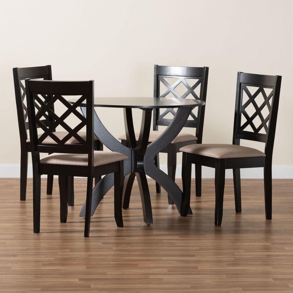 Savina 5-Piece Sand and Dark Brown Dining Set
