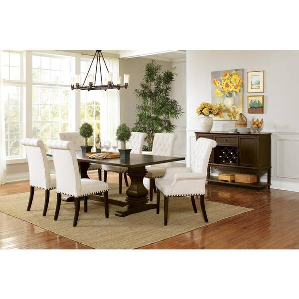 Cream button best sale dining chairs