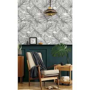 60.75 sq. ft. Contrasto Tarra Monstera Leaf Nonwoven Paper Unpasted Wallpaper Roll