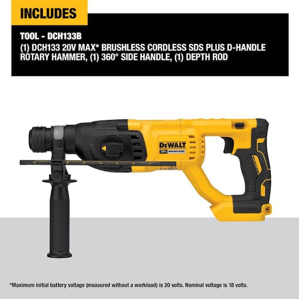 20-Volt MAX XR Lithium-Ion Cordless 1 in. SDS-Plus Brushless D-Handle Concrete & Masonry Rotary Hammer (Tool-Only) 20-Volt MAX XR Lithium-Ion Cordless 1 in. SDS-Plus Brushless D-Handle Concrete & Masonry Rotary Hammer (Tool-Only)