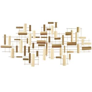 60 in. x  30 in. Metal Gold 3D Stripes Geometric Wall Decor