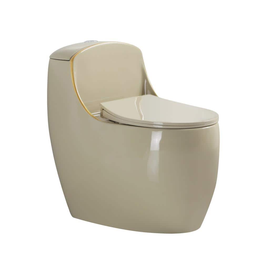 Small Compact 1-Piece Toilet with Soft Closing Seat, 1.6 GPF Single Flush R