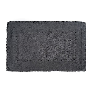 Ruffle Cotton Border Dark Gray 27 in. x 45 in. Bath Rug