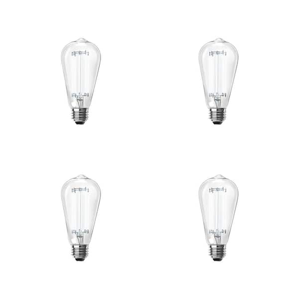 Photo 1 of 60-Watt Equivalent ST19 Dimmable Straight Filament Clear Glass Vintage Edison LED Light Bulb, Daylight (4-Pack)