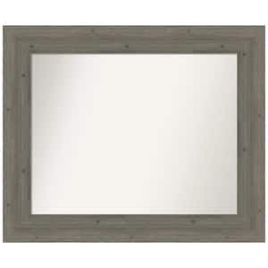 Fencepost Grey 35 in. W x 29 in. H Non-Beveled Wood Bathroom Wall Mirror in Gray