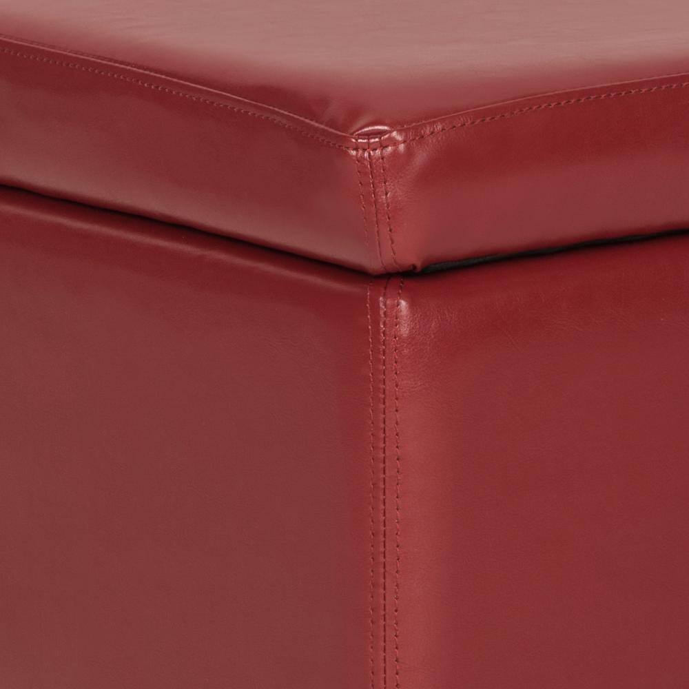Jonathan Red Faux Leather Flip Top Storage Ottoman