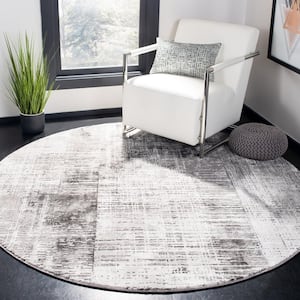 Craft Gray/Dark Gray 4 ft. x 4 ft. Plaid Abstract Round Area Rug