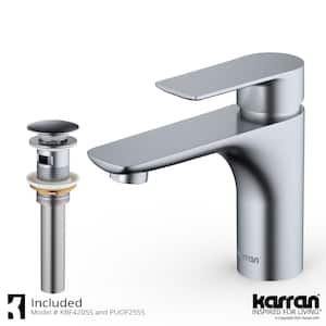 Kayes Single Handle Single Hole Bathroom Faucet with Matching Pop-Up Drain in Stainless Steel
