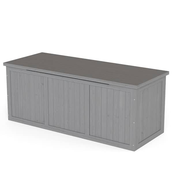 112 Gal. Solid Wood Deck Box Storage Box Seat & Table Top for Patio Furniture Cushions, Pool Toys & Garden Tools