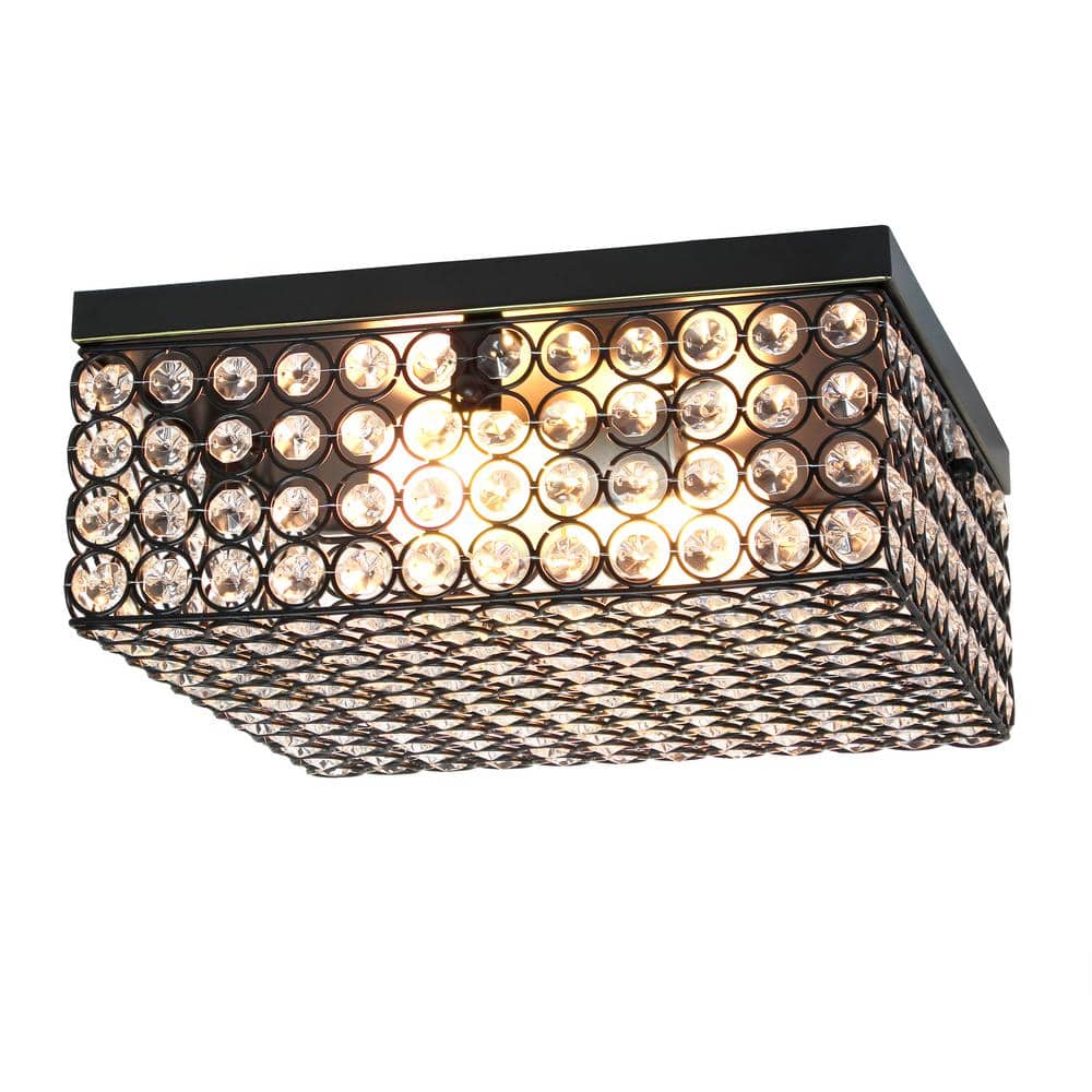 Elipse 12" Crystal and Bronze Elegant Flushmount Light