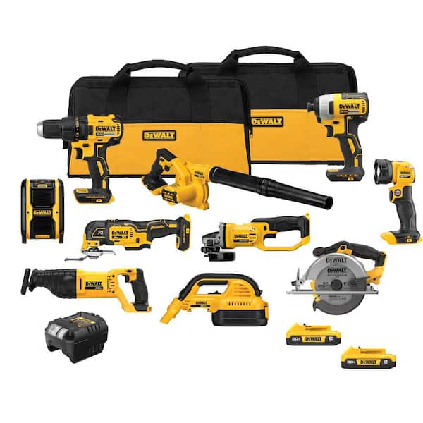 DEWALT 20-Volt Max Lithium-Ion 10-Tool Cordless Combo Kit with Two