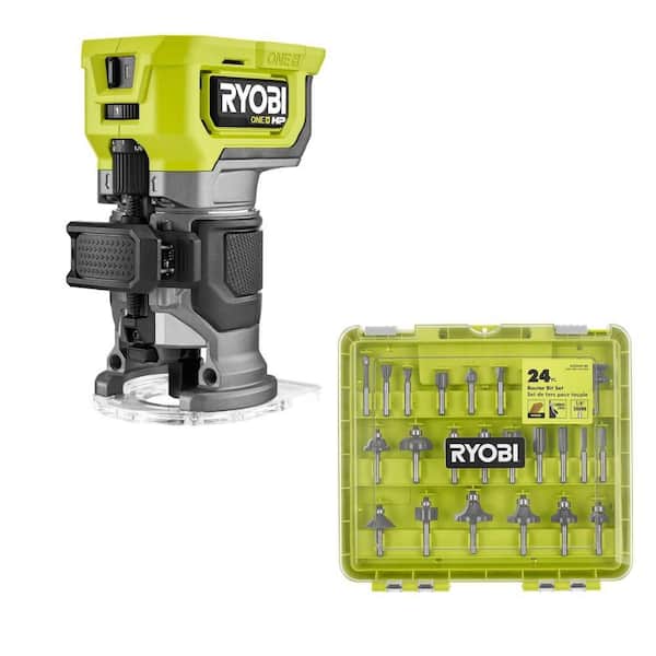 ONE+ HP 18V Brushless Cordless Compact Router (Tool Only) with 24-Piece Router Bit Set