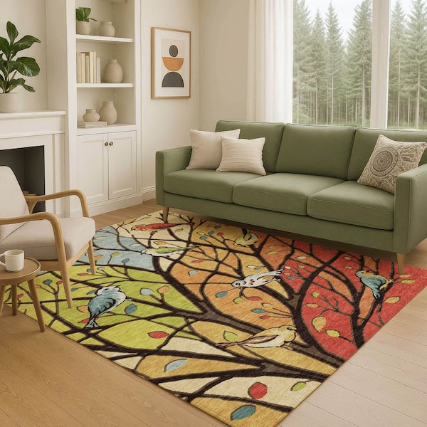 Chantille Machine Washable Indoor/Outdoor Abstract ACN2336 Gold 9 ft. x 12 ft. Area Rug