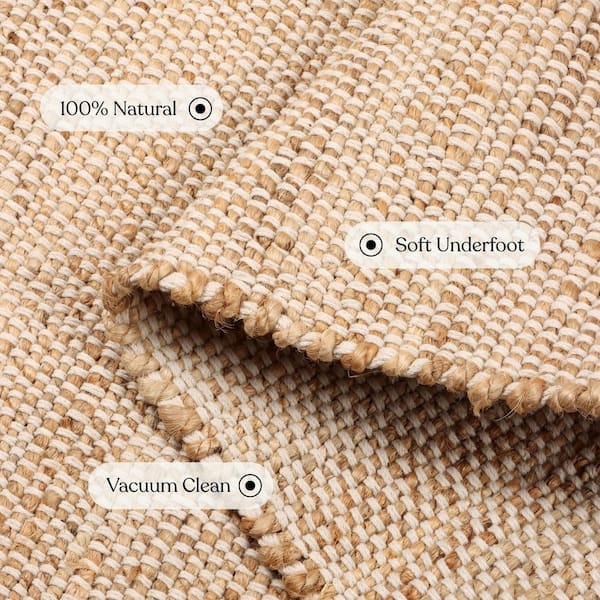 Delara Handwoven Jute and Cotton Area Rug, Natural Rugs, Farmhouse Accent Rug - Ivory, 5 ft. x 8 ft.